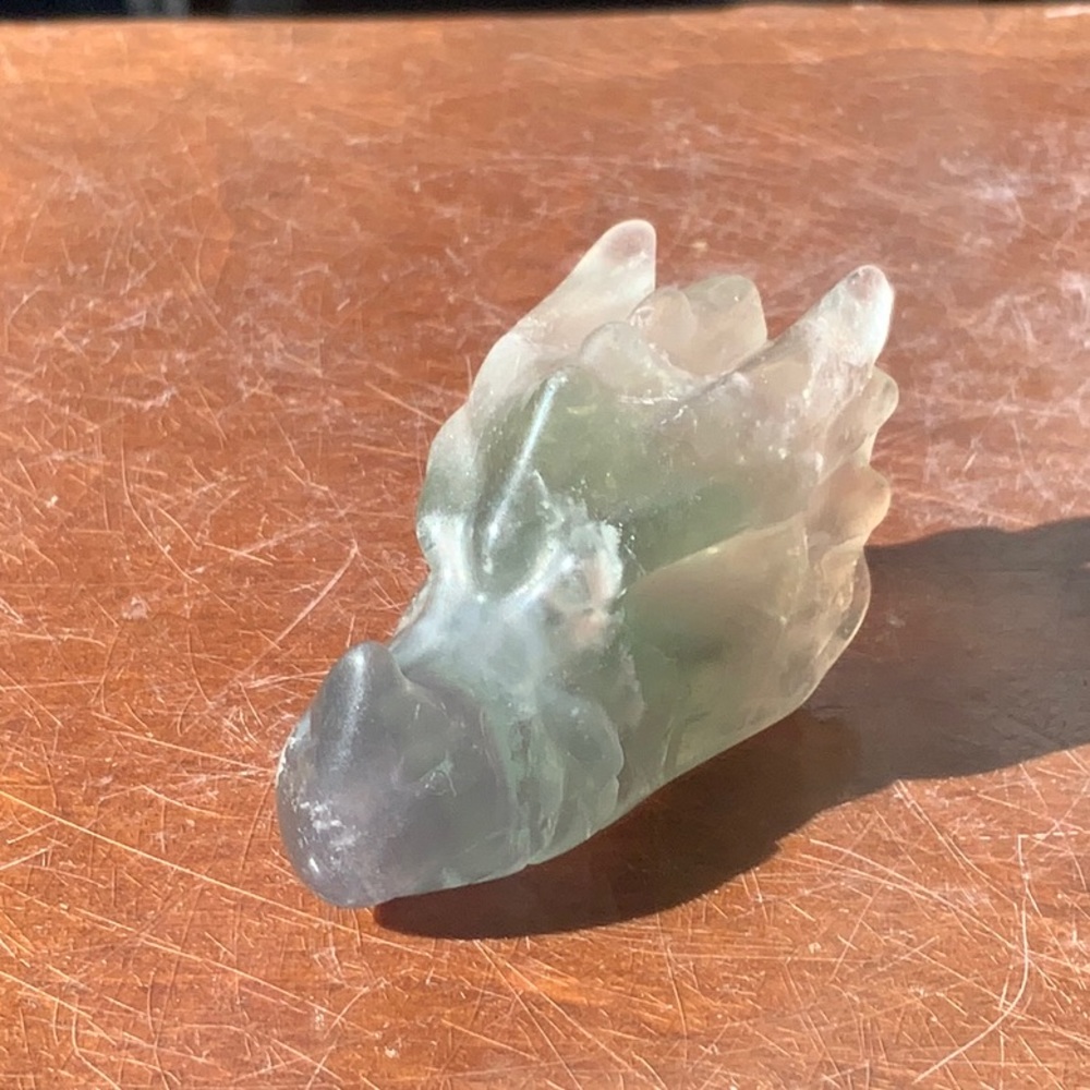 FLUORITE HAND CARVED DRAGON SKULL